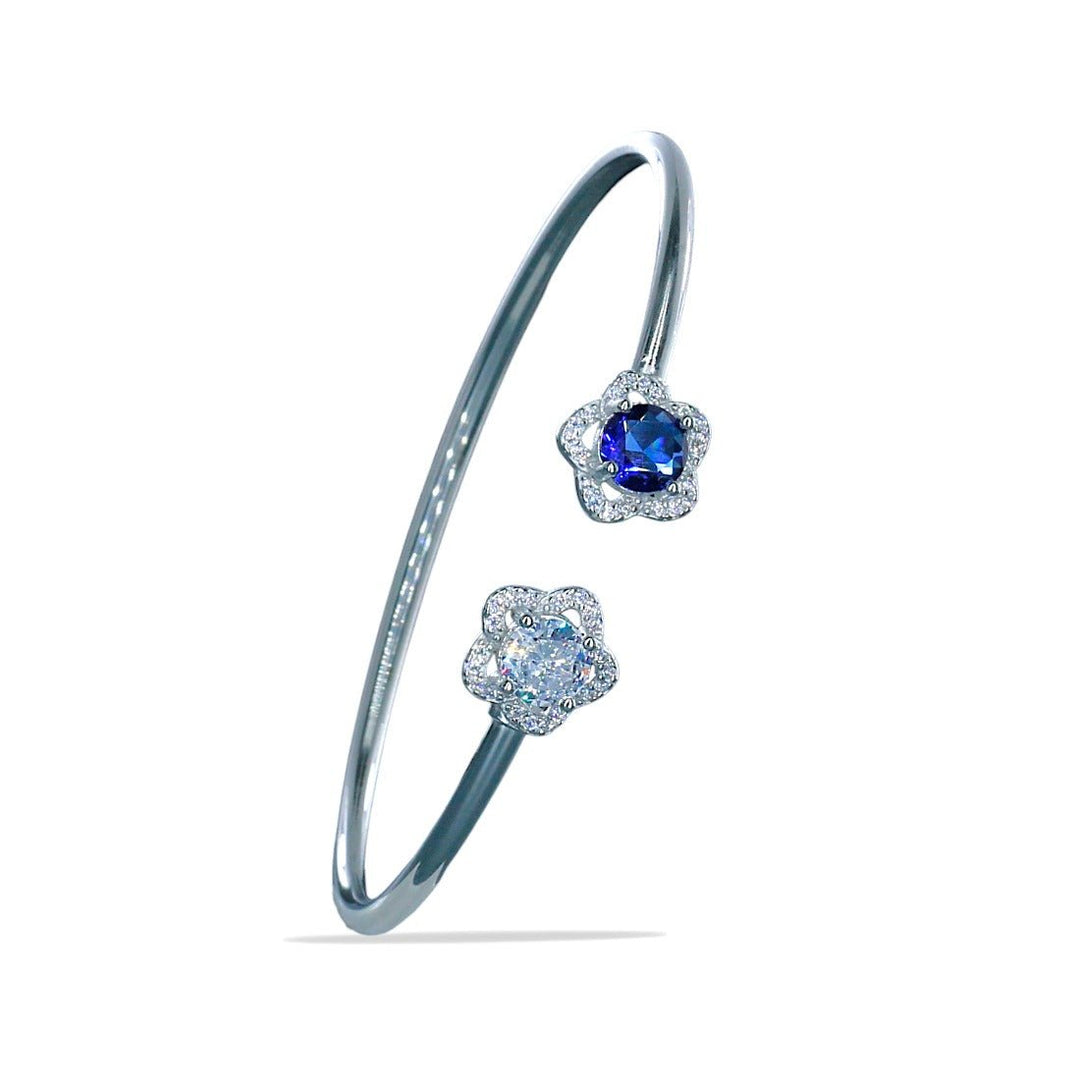 Taraash 925 Sterling Silver Floral CZ Bangle For Women - Taraash