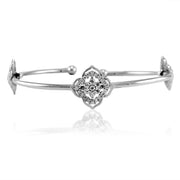Taraash 925 Sterling Silver Floral CZ Kada Bangle For Women - Taraash
