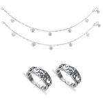 Load image into Gallery viewer, Taraash 925 Sterling Silver Floral Designer Combo of Anklet and Toe Ring COMBO ANTR 154 - Taraash