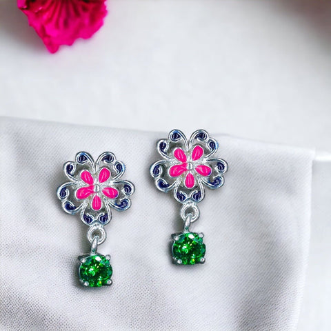 Taraash 925 Sterling Silver Floral Drop Earrings For Kids - Taraash