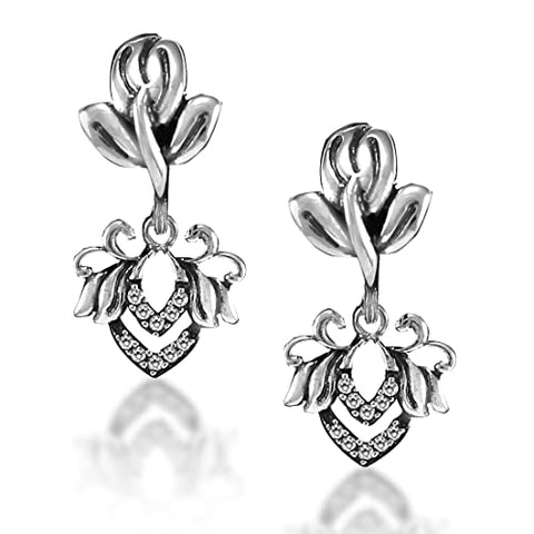 Taraash 925 Sterling Silver Floral Earrings For Women | Drop Antique Earring - Taraash