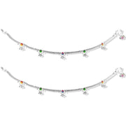 Taraash 925 Sterling Silver Floral Enamel Anklets For Women - Taraash