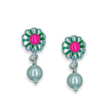 Taraash 925 Sterling Silver Floral Enamel Drop Earrings For Kids - Taraash