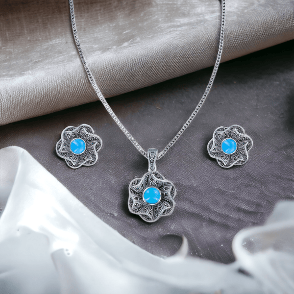 Taraash 925 Sterling Silver Floral Jewellery Set For Women - Taraash