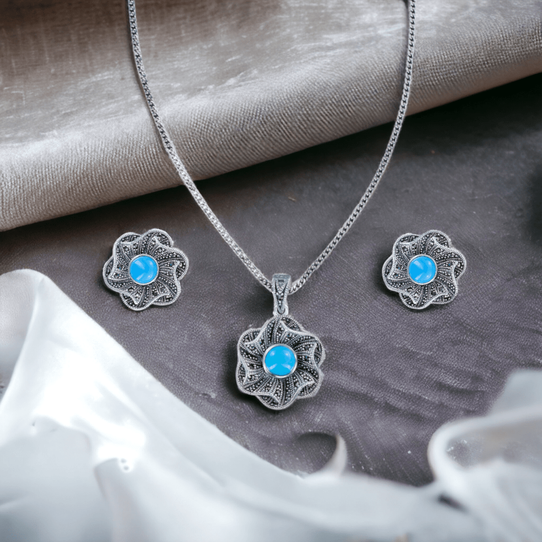 Taraash 925 Sterling Silver Floral Jewellery Set For Women - Taraash