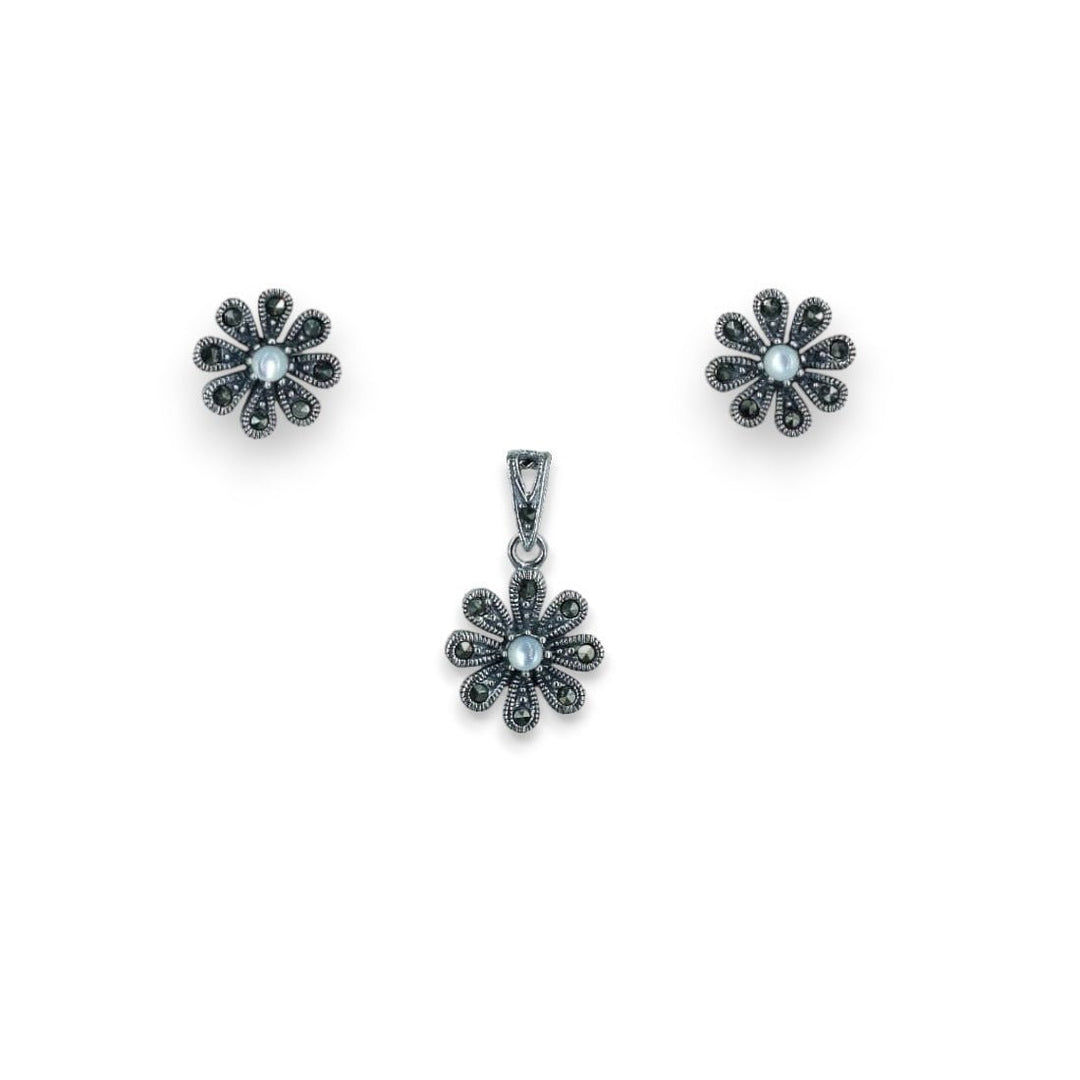 Taraash 925 Sterling Silver Floral Jewellery Set For Women - Taraash