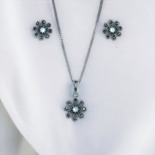 Taraash 925 Sterling Silver Floral Jewellery Set For Women - Taraash