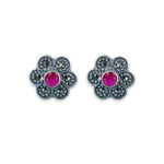 Load image into Gallery viewer, Taraash 925 Sterling Silver Floral Pink Cz Earrings For Women - Taraash
