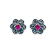 Taraash 925 Sterling Silver Floral Pink Cz Earrings For Women - Taraash