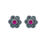 Taraash 925 Sterling Silver Floral Pink Cz Earrings For Women - Taraash