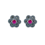 Taraash 925 Sterling Silver Floral Pink Cz Earrings For Women - Taraash