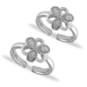 Taraash 925 Sterling Silver Flower Design CZ Toe Ring For Women - Taraash