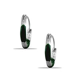 Taraash 925 Sterling Silver Forest Green Enamel Hoops For Girls - Taraash