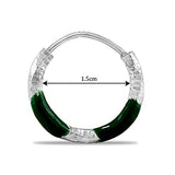 Taraash 925 Sterling Silver Forest Green Enamel Hoops For Girls - Taraash