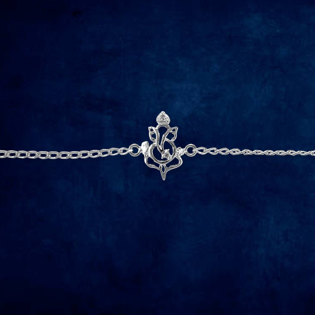 Taraash 925 Sterling Silver Ganesha Rakhi For Brother Gift - Taraash