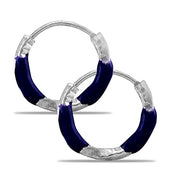 Taraash 925 Sterling Silver Grape Violet Enamel Hoops For Girls - Taraash