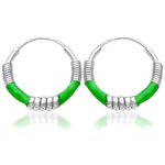 Load image into Gallery viewer, Taraash 925 Sterling Silver Green Color Enamel Hoop Earring For Women - Taraash
