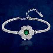 Taraash 925 Sterling Silver Green Cz Floral Bangle For Women - Taraash