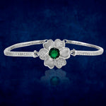 Load image into Gallery viewer, Taraash 925 Sterling Silver Green Cz Floral Bangle For Women - Taraash