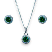 Taraash 925 Sterling Silver Green CZ Jewellery Set For Women - Taraash