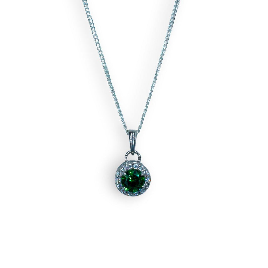 Taraash 925 Sterling Silver Green CZ Pendant Chain For Women - Taraash