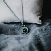 Taraash 925 Sterling Silver Green CZ Pendant Chain For Women - Taraash
