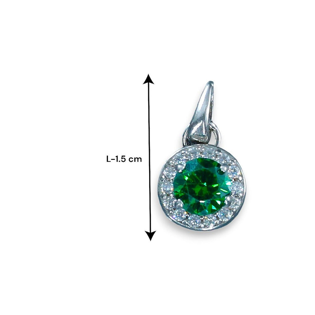 Taraash 925 Sterling Silver Green CZ Pendant Set For Women - Taraash