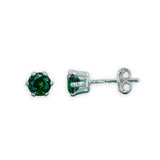 Taraash 925 Sterling Silver Green Round Solitaire CZ Stud Earrings For Women CBER226I-12 - Taraash