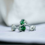 Load image into Gallery viewer, Taraash 925 Sterling Silver Green Round Solitaire CZ Stud Earrings For Women CBER226I-12 - Taraash
