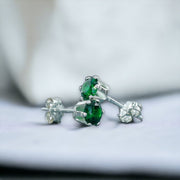 Taraash 925 Sterling Silver Green Round Solitaire CZ Stud Earrings For Women CBER226I-12 - Taraash