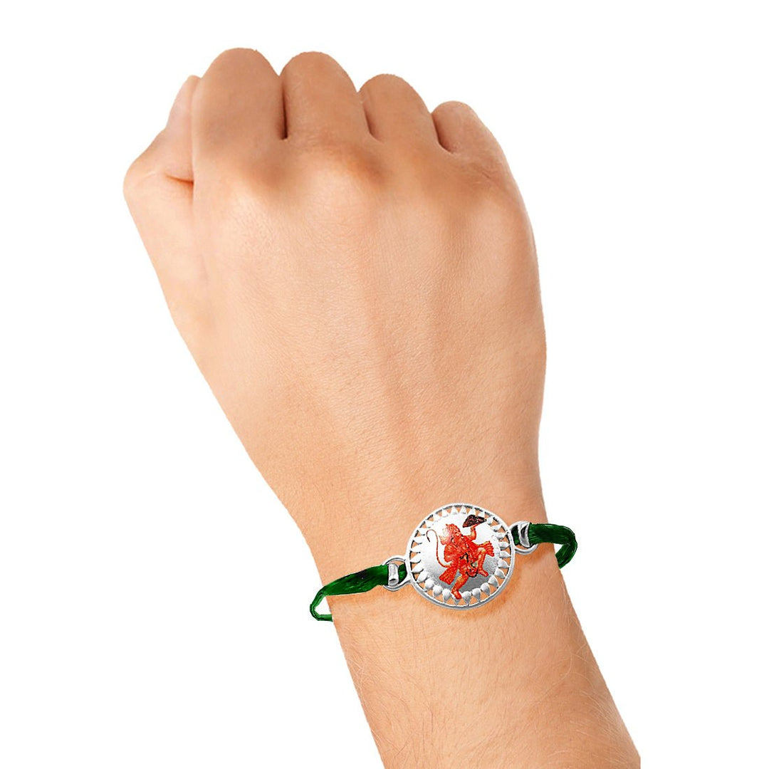 Taraash 925 Sterling Silver Hanuman Printed Rakhi For Brother - Taraash