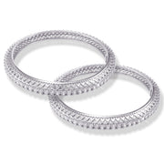 Taraash 925 Sterling Silver Hear Design CZ Bangle For Women - Taraash
