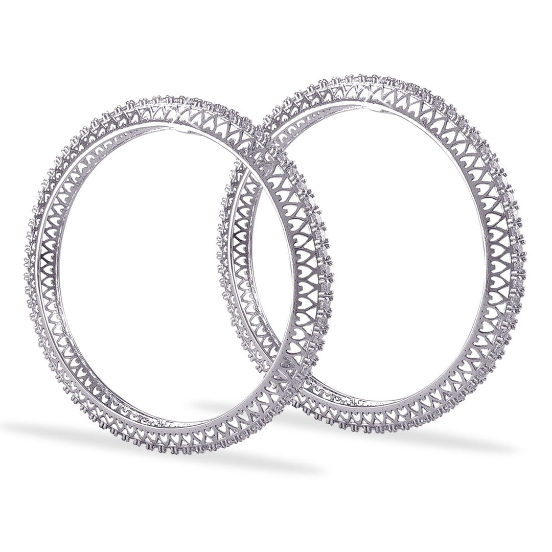 Taraash 925 Sterling Silver Hear Design CZ Bangle For Women - Taraash