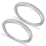 Taraash 925 Sterling Silver Hear Design CZ Bangle For Women - Taraash