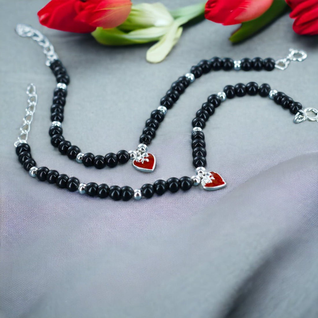 Taraash 925 Sterling Silver Heart Anklet For Babies