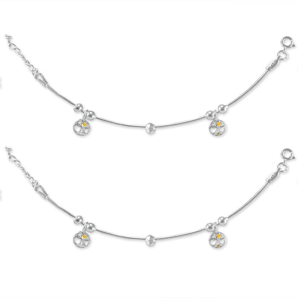 Taraash 925 Sterling Silver Heart Anklet / Payal For Kids - Taraash