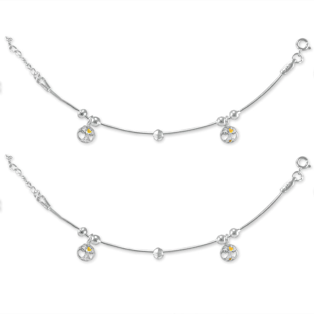 Taraash 925 Sterling Silver Heart Anklet / Payal For Kids - Taraash