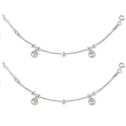 Taraash 925 Sterling Silver Heart Anklet / Payal For Kids - Taraash