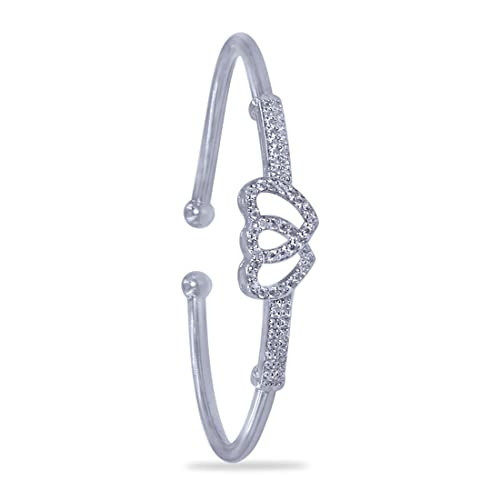 Taraash 925 Sterling Silver Heart Bangle For Women - Taraash