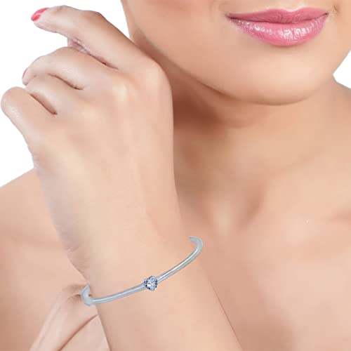 Taraash 925 Sterling Silver Heart Bangle For Women - Taraash