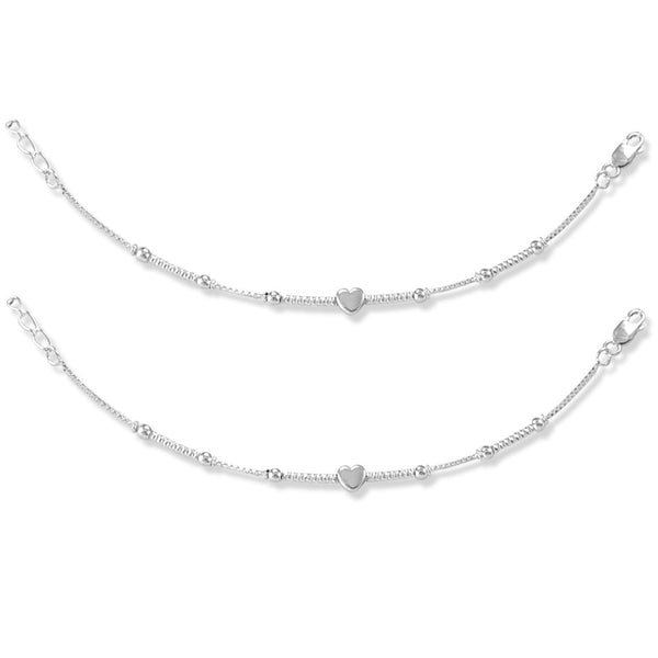 Taraash 925 Sterling Silver Heart Design Anklet For Girl - Taraash