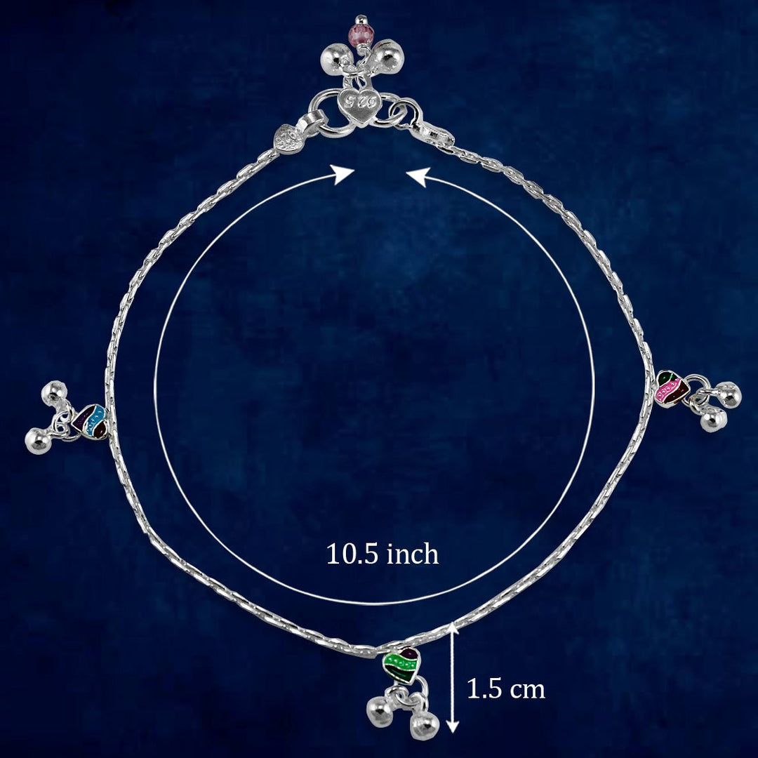 Taraash 925 Sterling Silver Heart Design Anklets For Women - Taraash