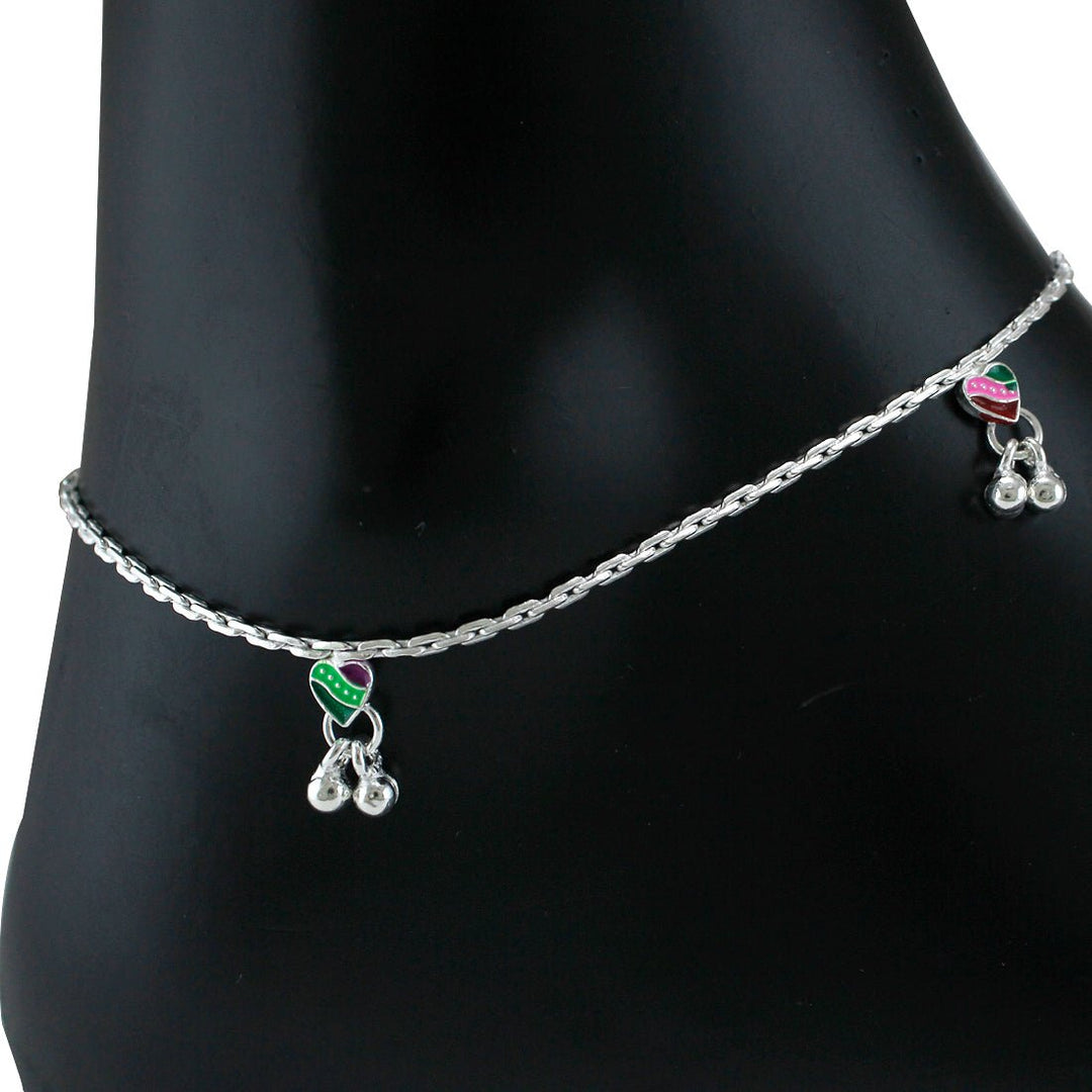 Taraash 925 Sterling Silver Heart Design Anklets For Women - Taraash