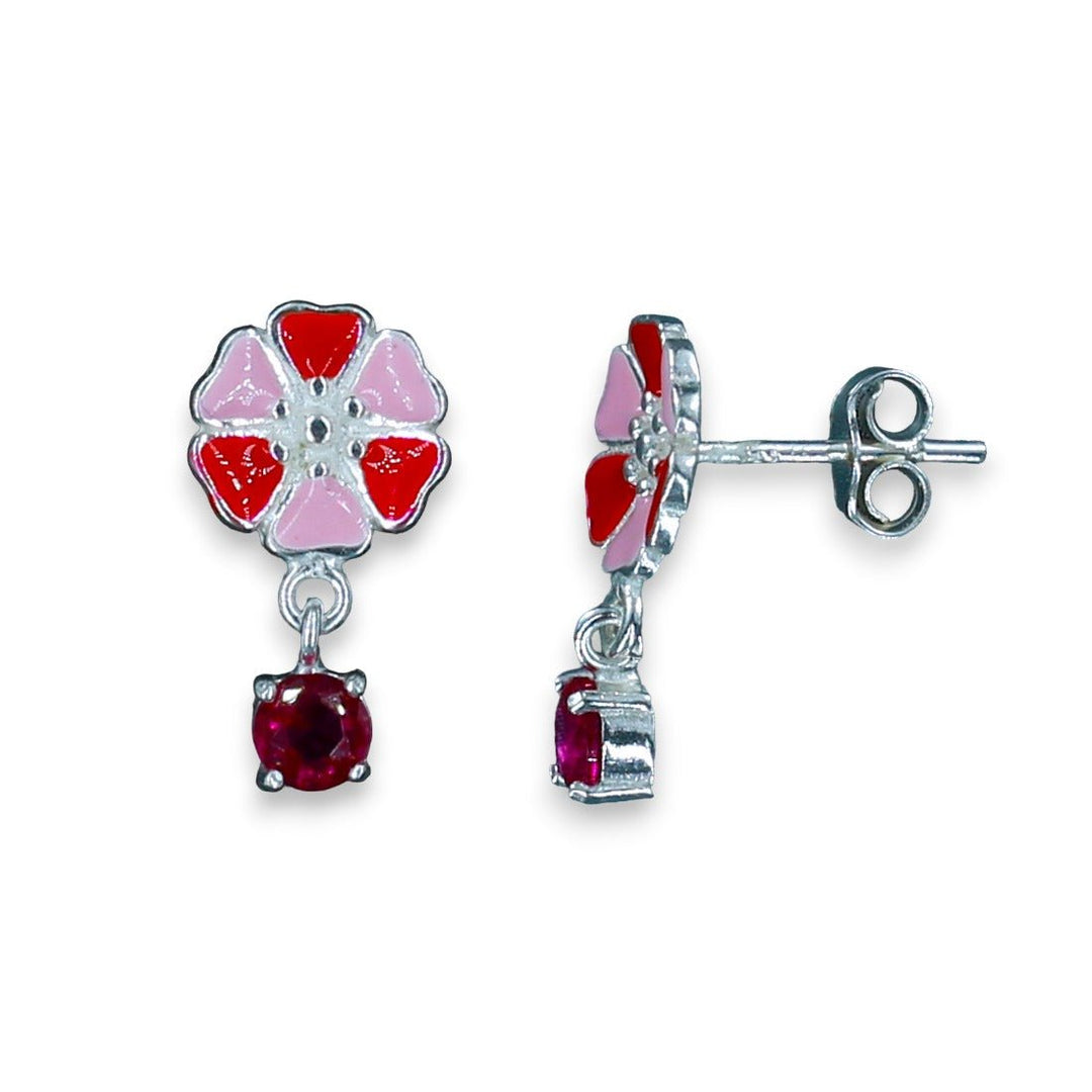 Taraash 925 Sterling Silver Heart Floral Earrings For Kids - Taraash