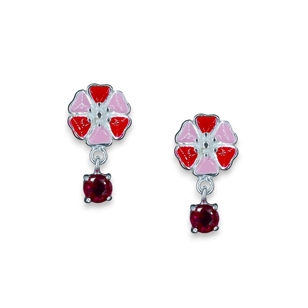 Taraash 925 Sterling Silver Heart Floral Earrings For Kids - Taraash