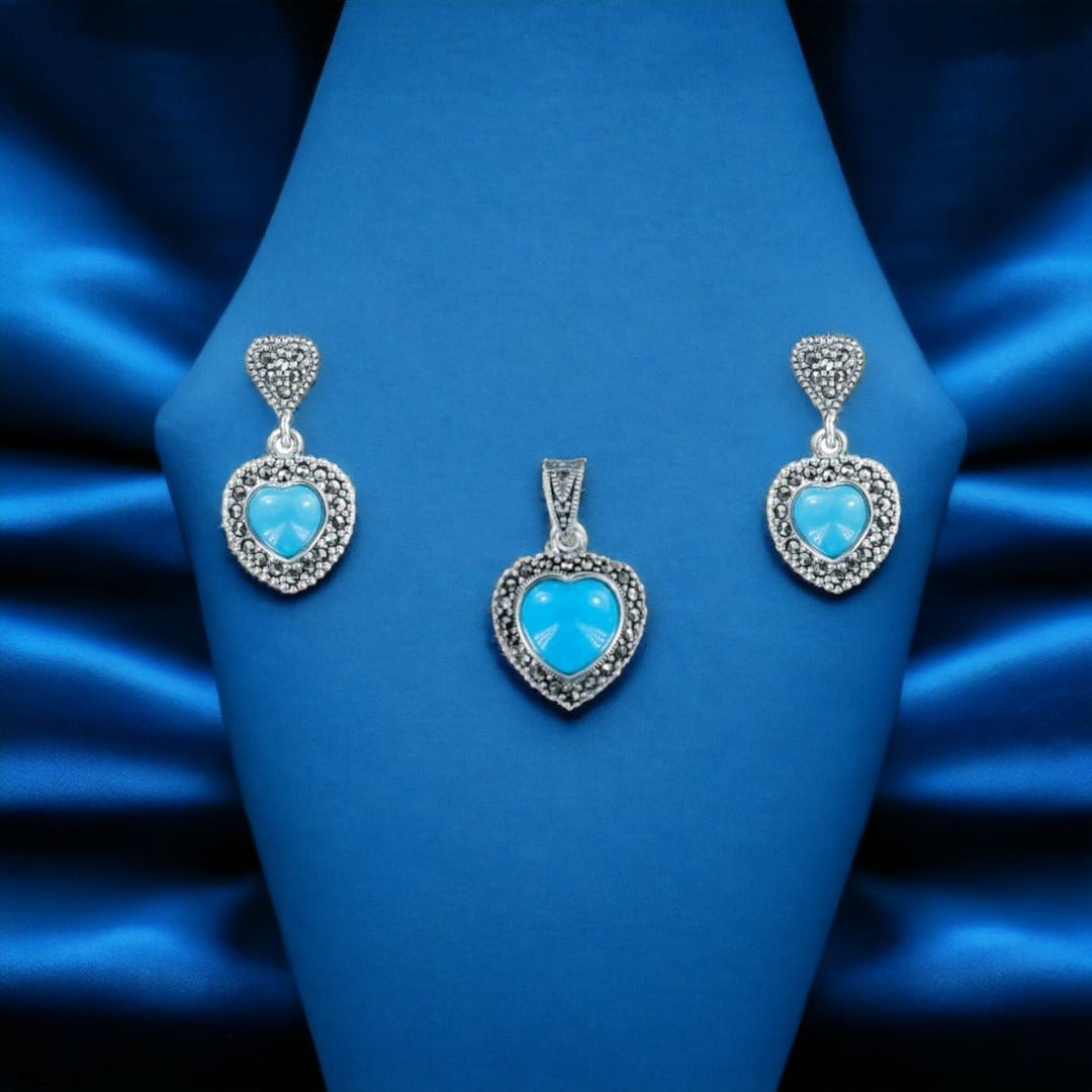 Taraash 925 Sterling Silver Heart Jewellery Set For Women - Taraash