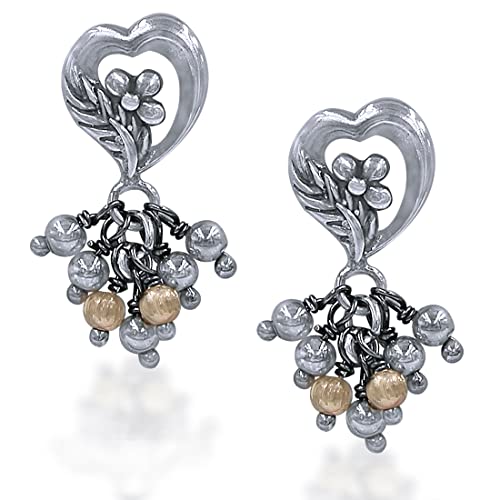 Taraash 925 Sterling Silver Heart Jhumki Earrings For Women - Taraash