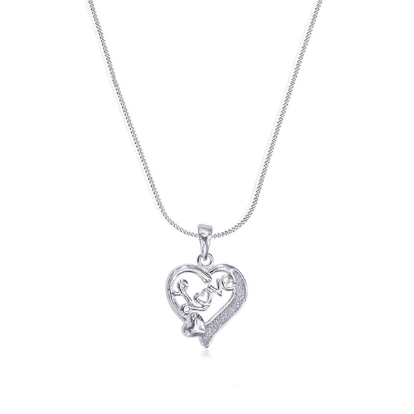 Taraash 925 Sterling Silver Heart Shape Pendant With Chain For Women - Taraash