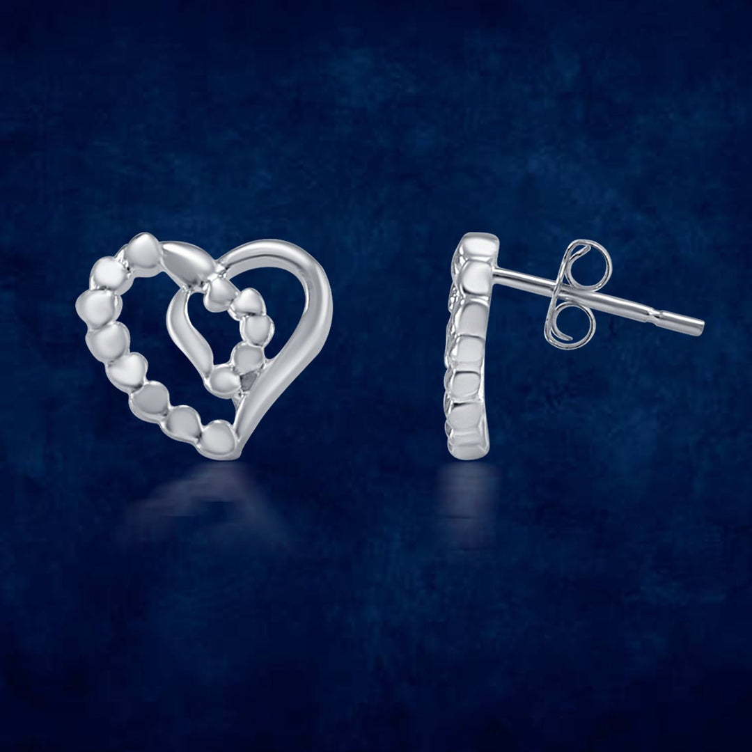 Taraash 925 Sterling Silver Heart Shape Stud Earrings For Women - Taraash