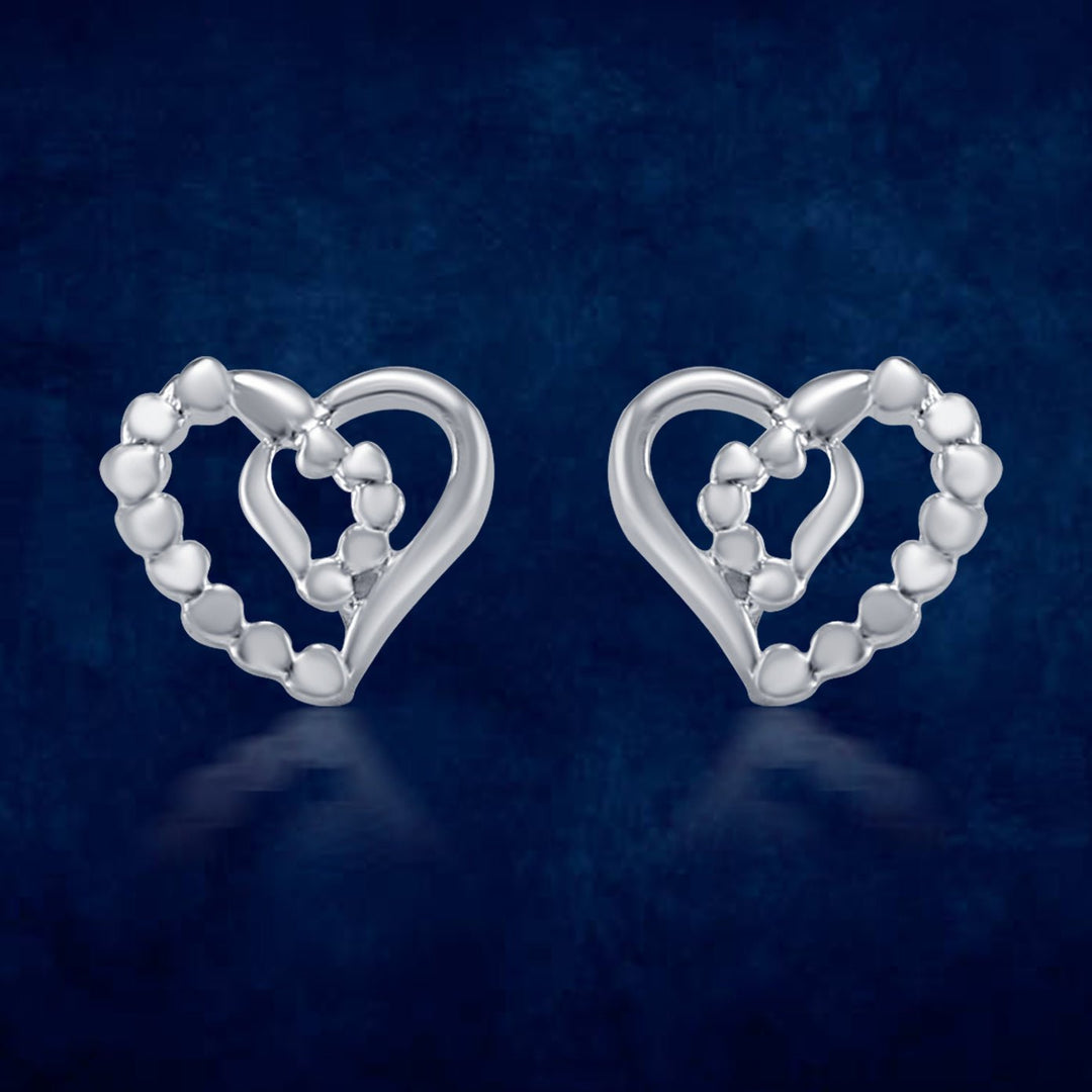 Taraash 925 Sterling Silver Heart Shape Stud Earrings For Women - Taraash